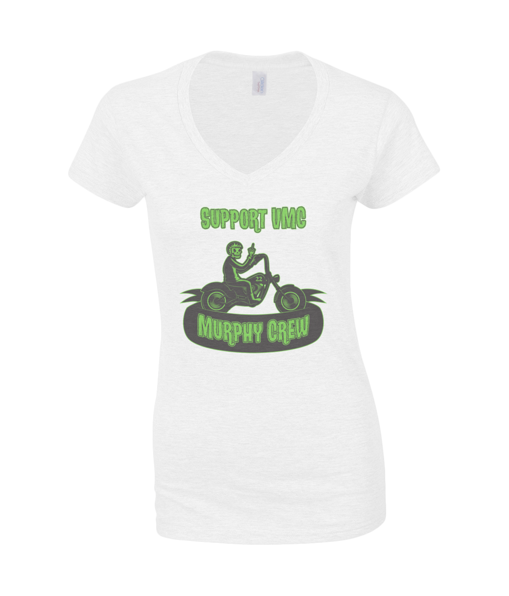 Dames V-Neck T-Shirt Bike Dude Old Skool