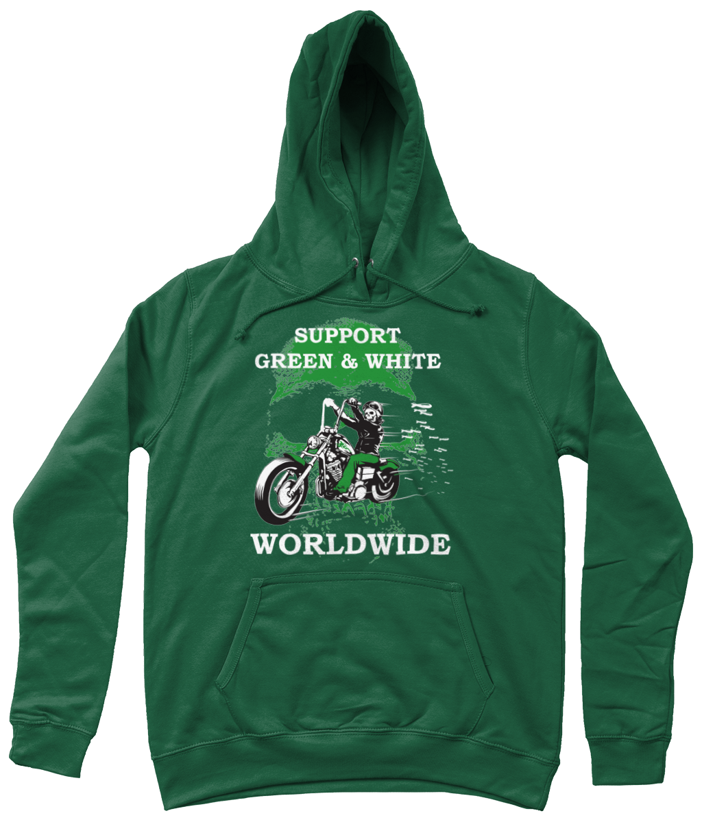 Dames Hoodie Support-Green-en-White-Worldwide