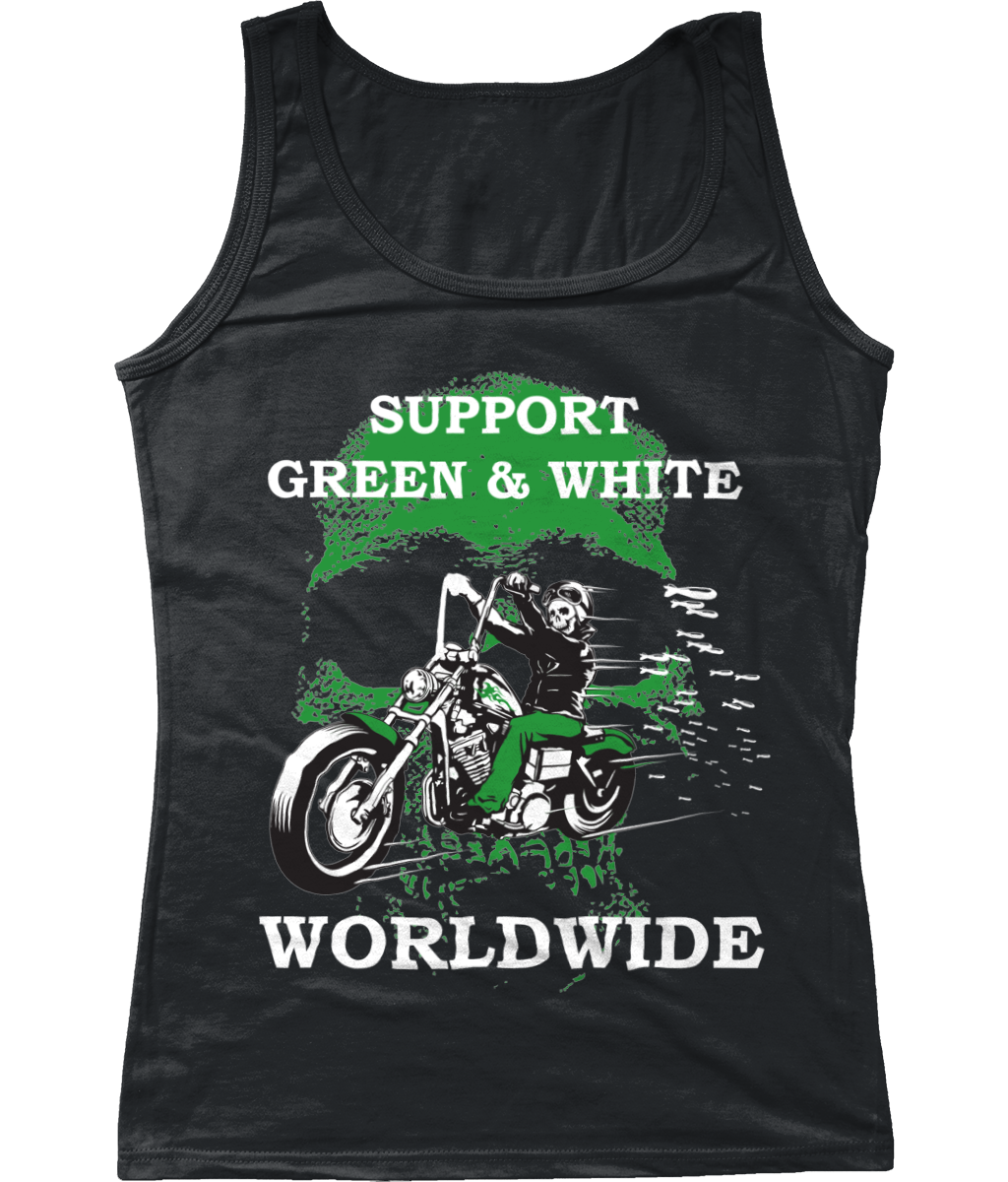 Dames Tank Top Support-Green-en-White-Worldwide