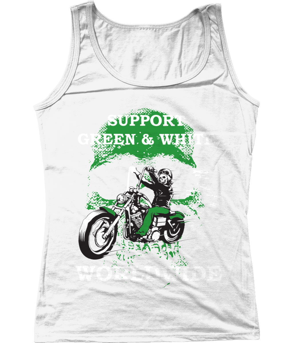 Dames Tank Top Support-Green-en-White-Worldwide