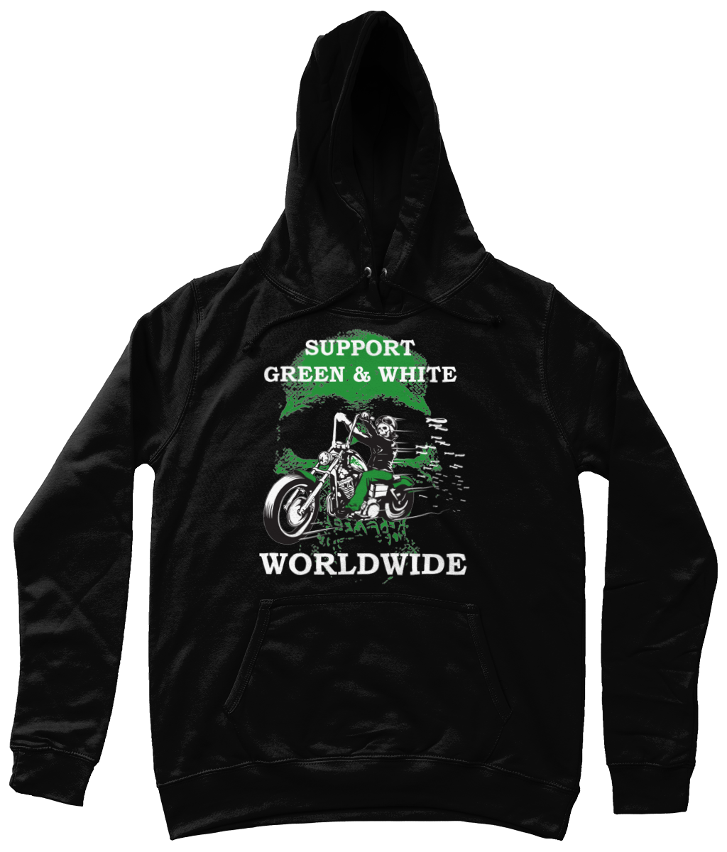 Dames Hoodie Support-Green-en-White-Worldwide