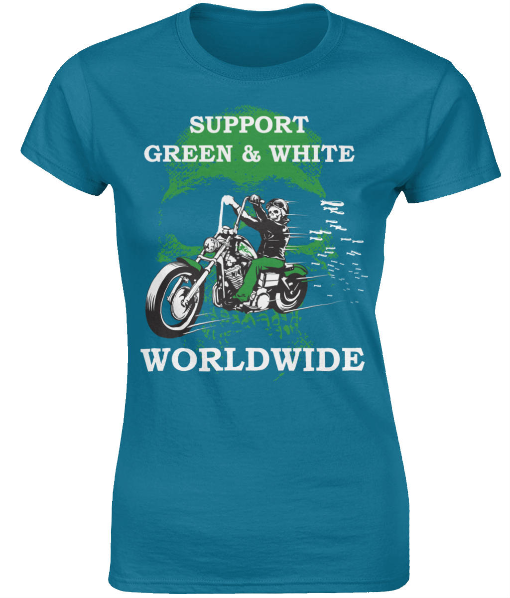 Dames T-Shirt Support-Green-en-White-Worldwide