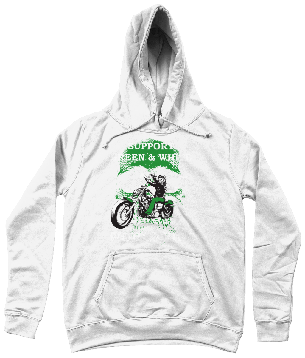 Dames Hoodie Support-Green-en-White-Worldwide