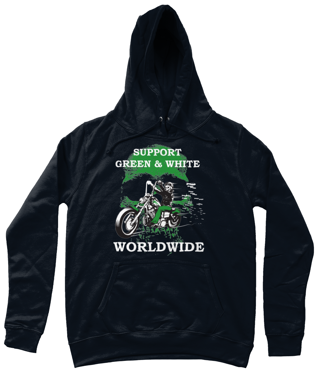 Dames Hoodie Support-Green-en-White-Worldwide