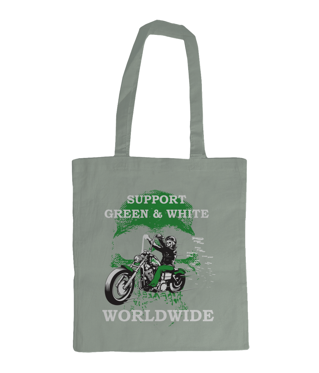 Bag for Life - Long Handles Support-Green-en-White-Worldwide