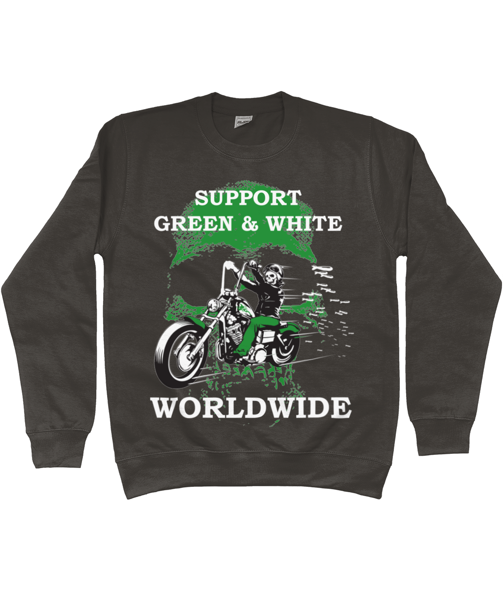 Heren Sweatshirt Support-Green-en-White-Worldwide