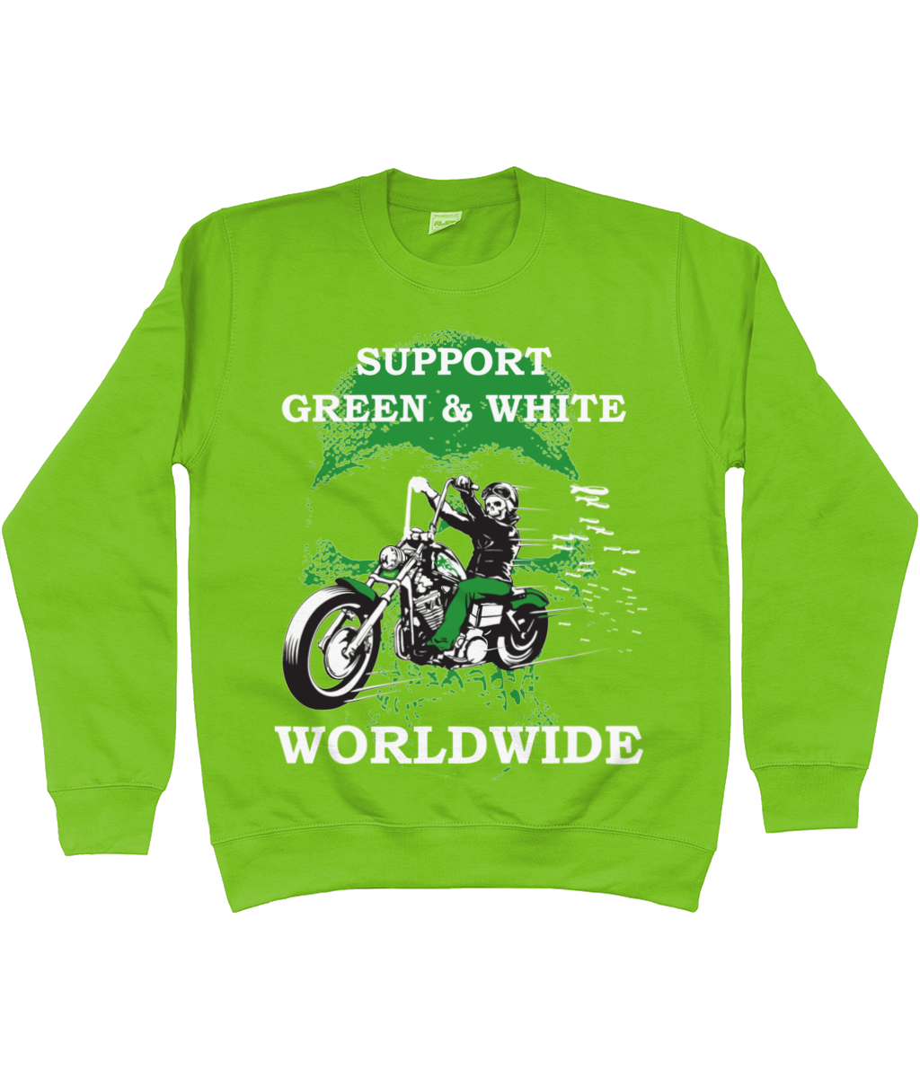 Heren Sweatshirt Support-Green-en-White-Worldwide