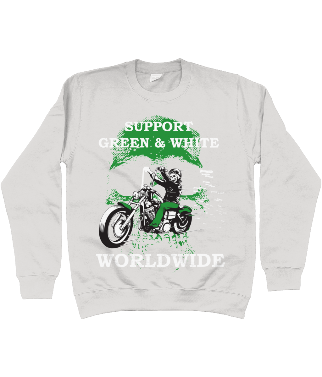 Heren Sweatshirt Support-Green-en-White-Worldwide