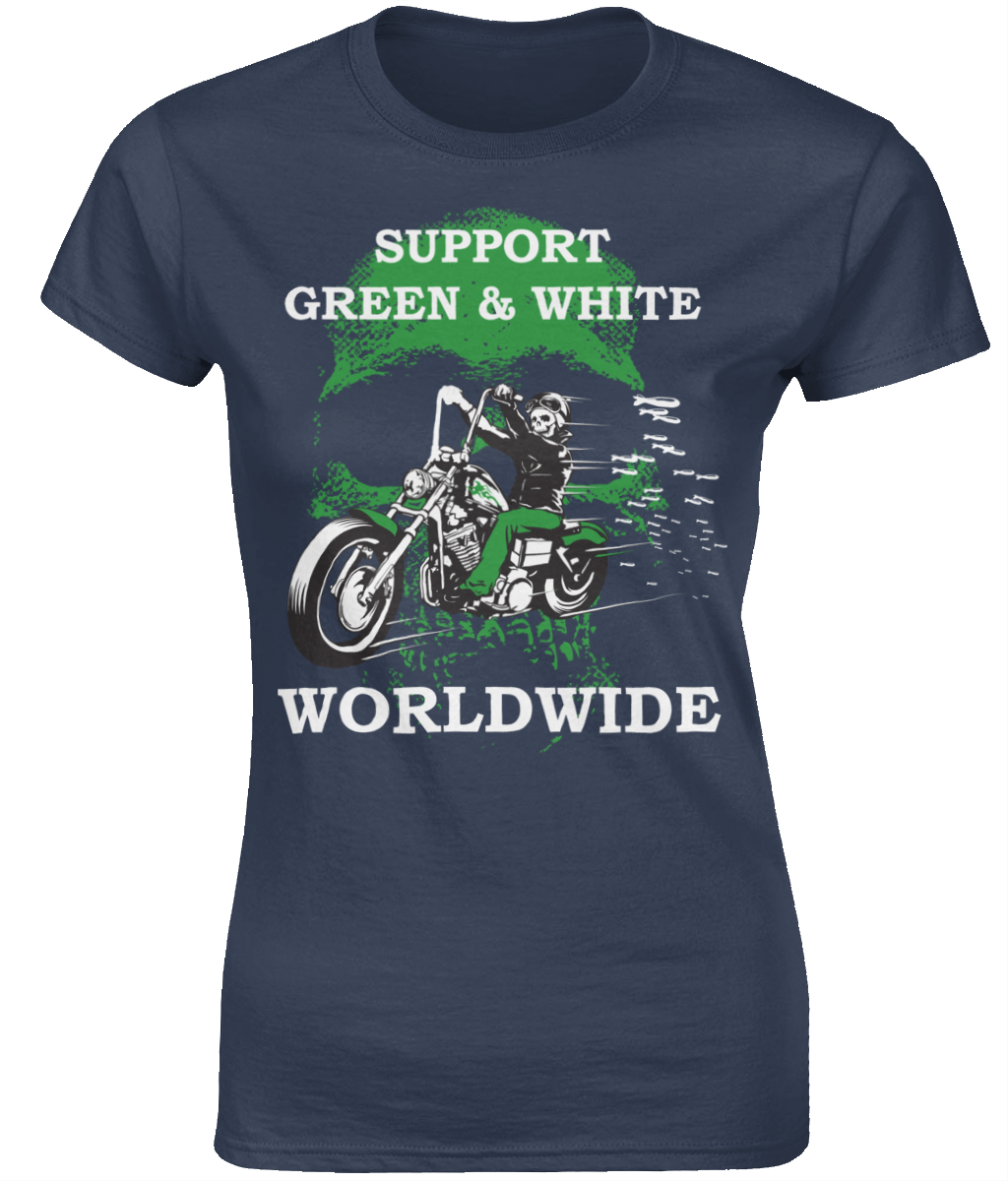 Dames T-Shirt Support-Green-en-White-Worldwide