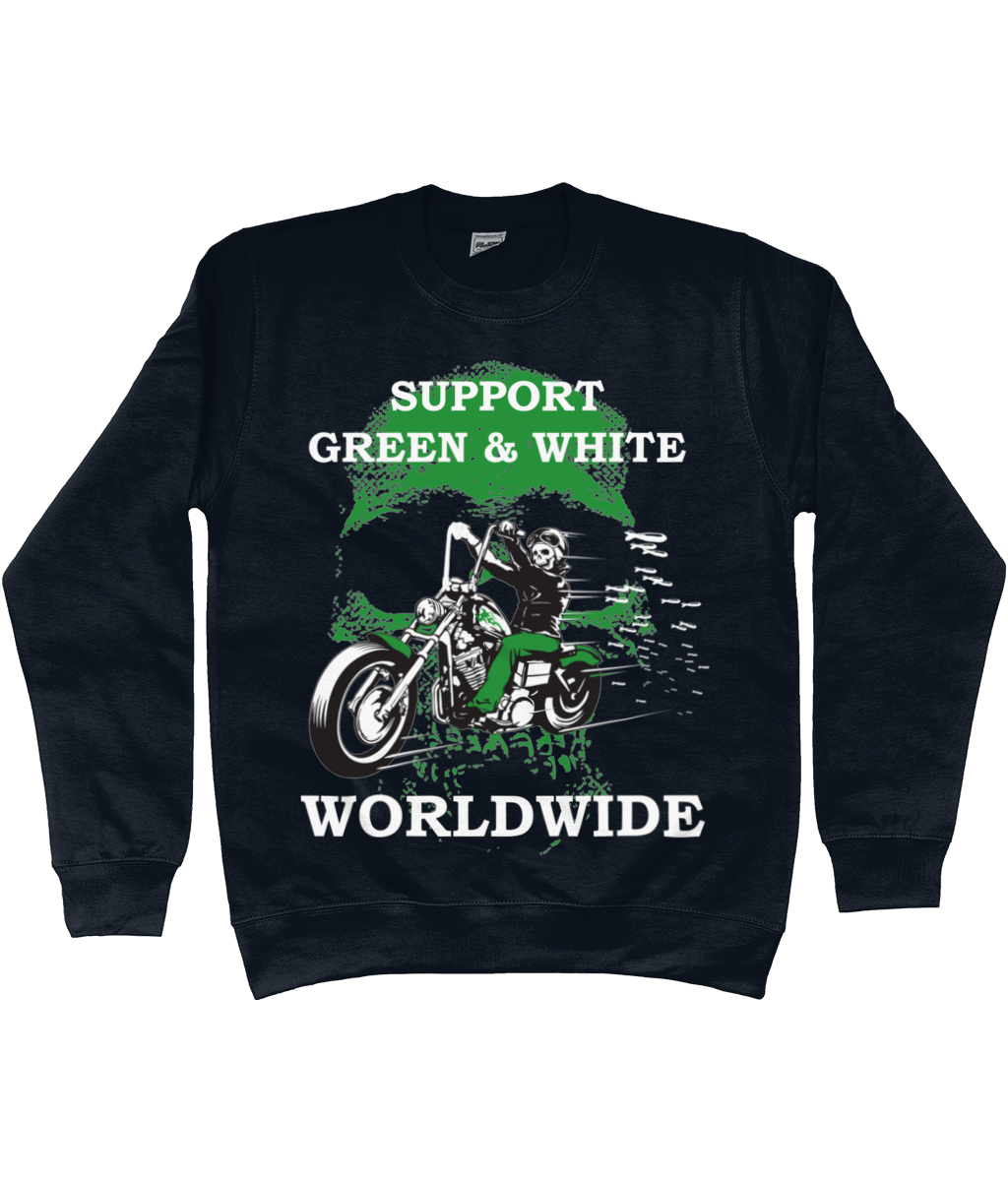 Heren Sweatshirt Support-Green-en-White-Worldwide
