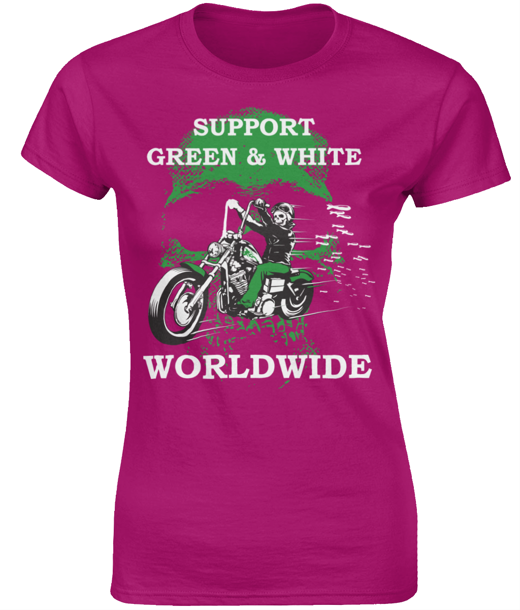 Dames T-Shirt Support-Green-en-White-Worldwide