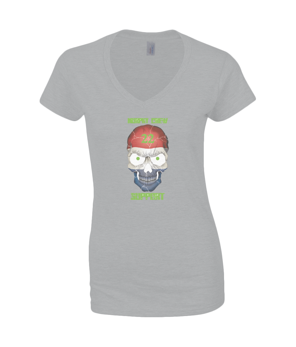 Dames V-Neck T-Shirt Support-Skull