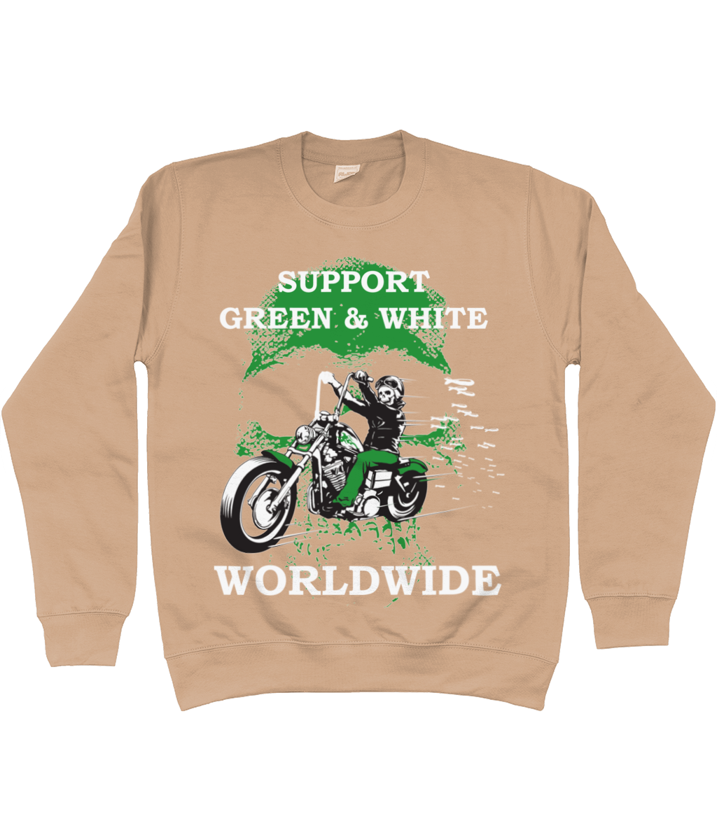 Heren Sweatshirt Support-Green-en-White-Worldwide SUPPORT G&W SUPPORT G&W