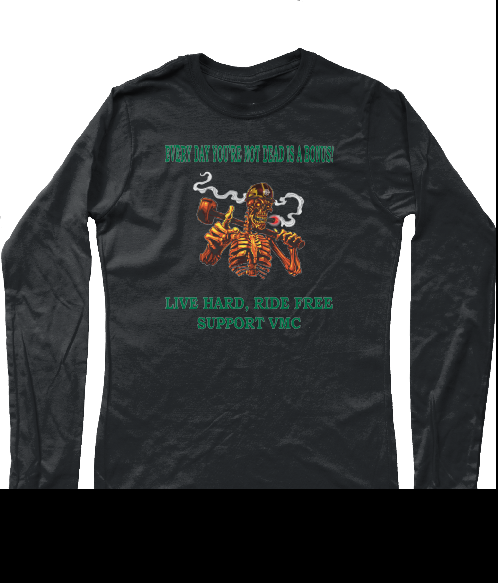 Heren Long Sleeve T-Shirt ride-free-skull-zwart-shirt