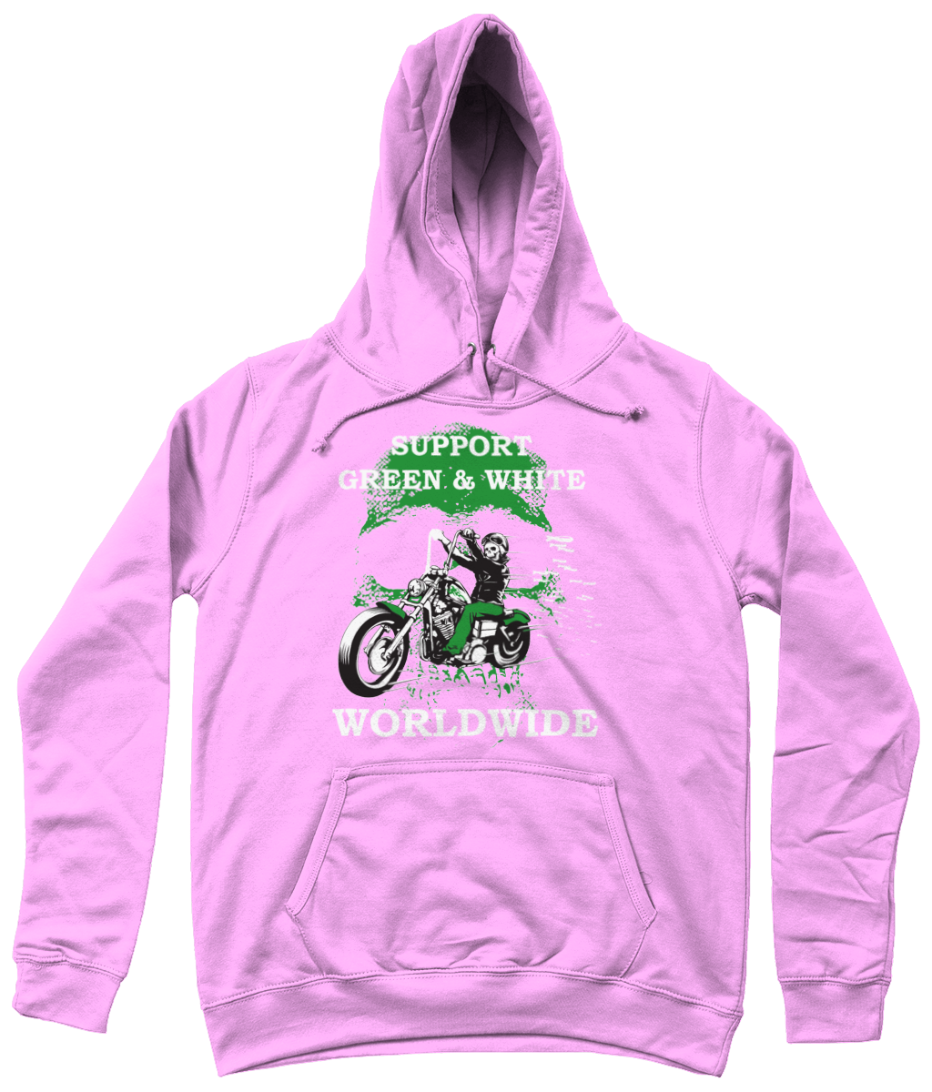 Dames Hoodie Support-Green-en-White-Worldwide