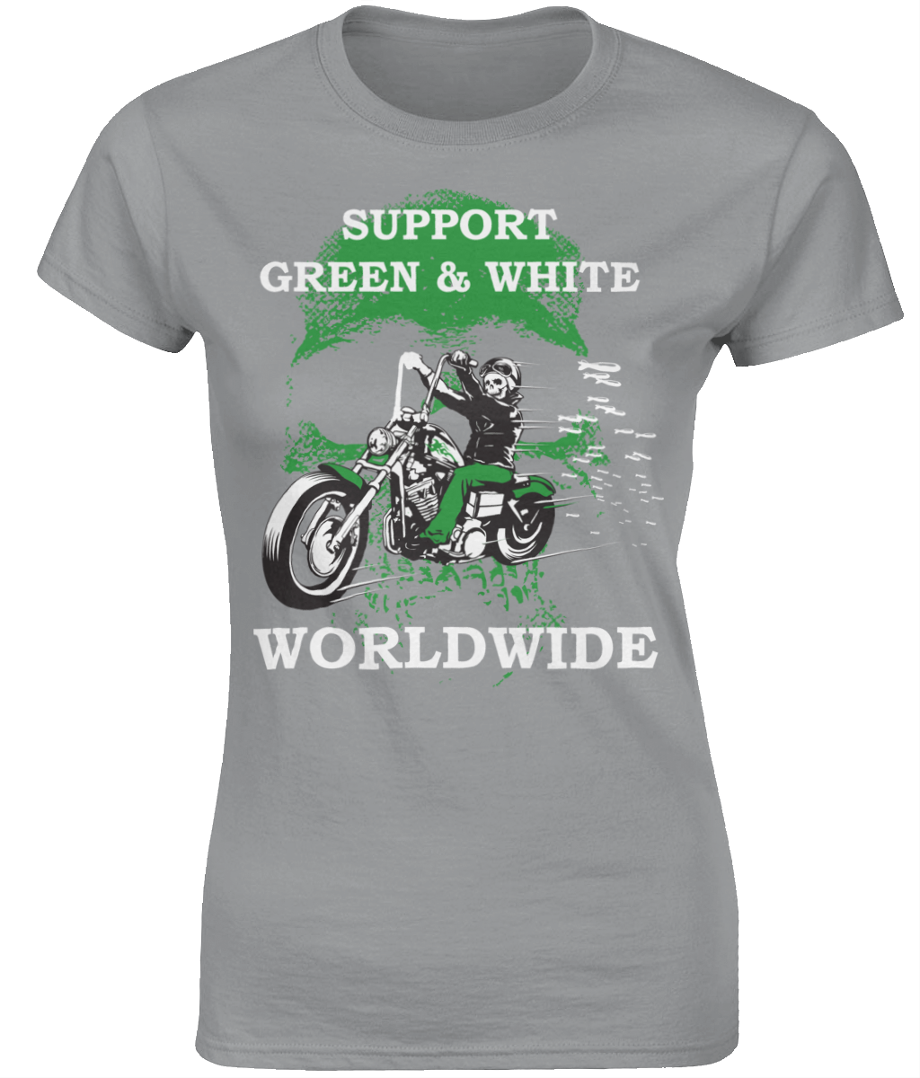 Dames T-Shirt Support-Green-en-White-Worldwide