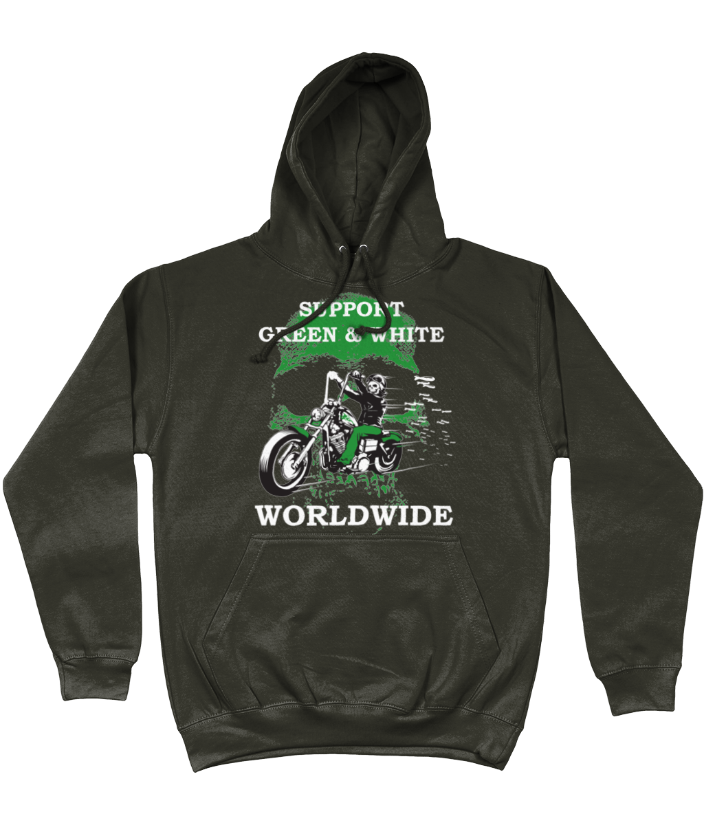 Heren Hoodie Support-Green-en-White-Worldwide
