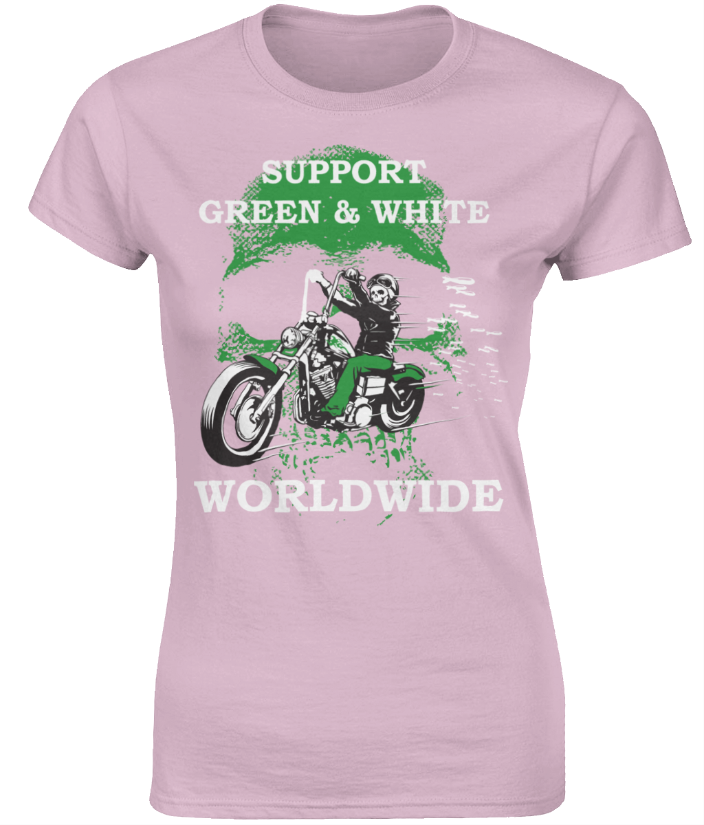 Dames T-Shirt Support-Green-en-White-Worldwide