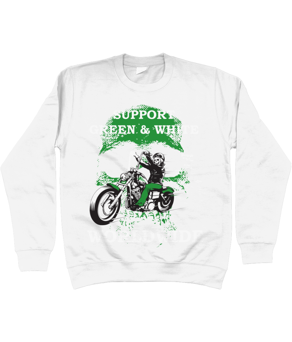 Heren Sweatshirt Support-Green-en-White-Worldwide