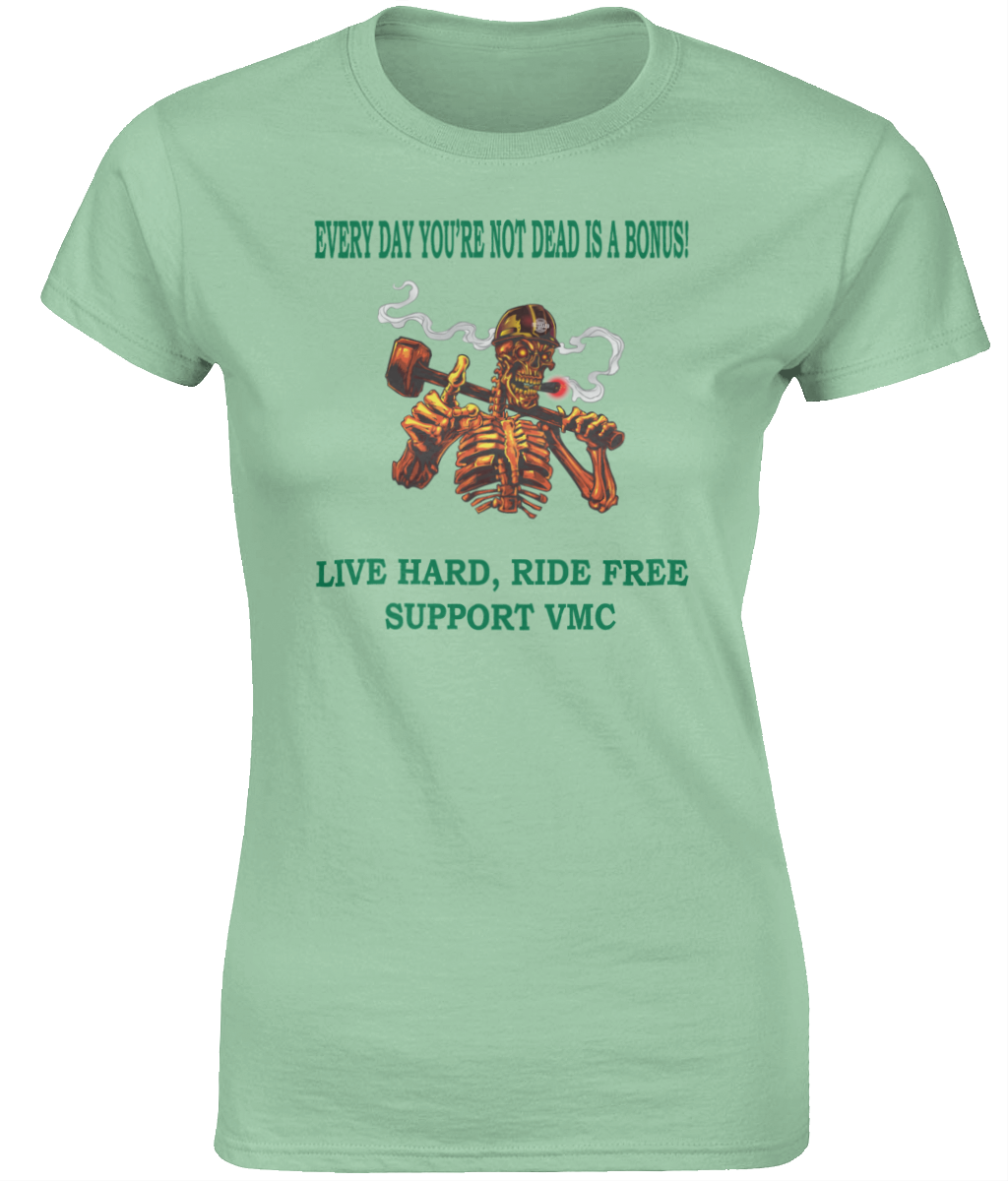 Dames T-Shirt ride-free-skull-zwart-shirt