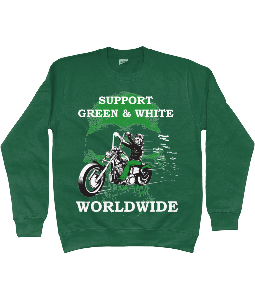 Heren Sweatshirt Support-Green-en-White-Worldwide