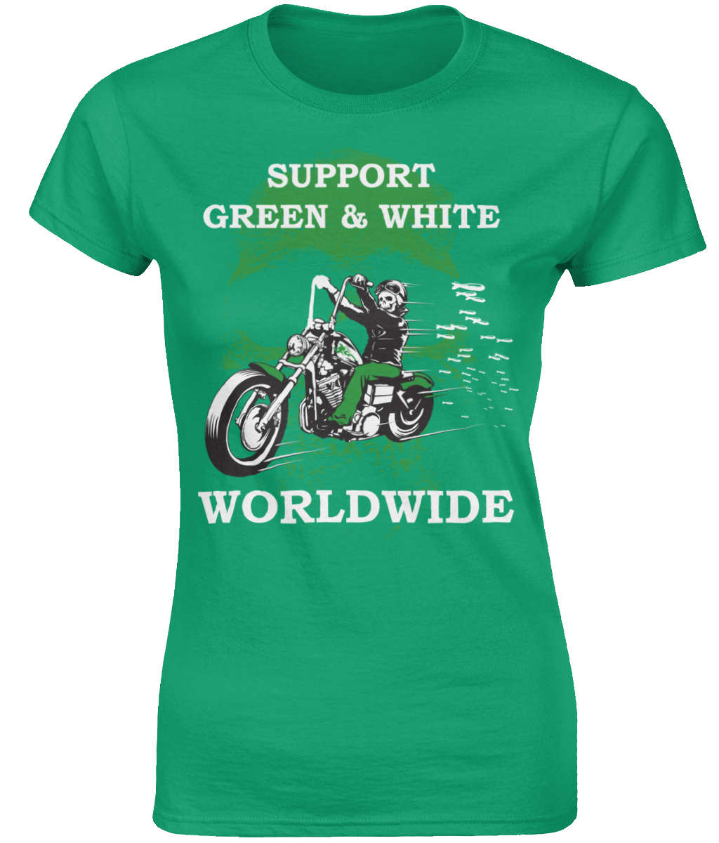 Dames T-Shirt Support-Green-en-White-Worldwide