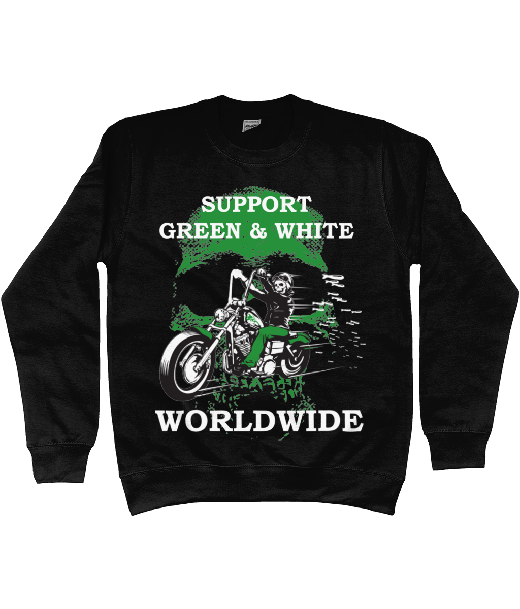 Heren Sweatshirt Support-Green-en-White-Worldwide