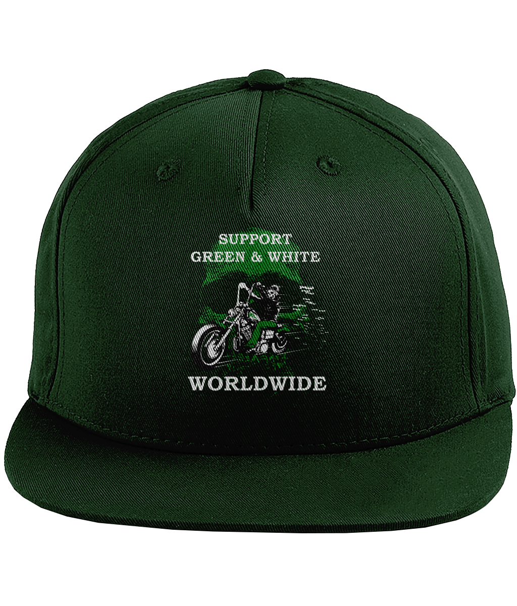 Snapback Rapper Cap Support-Green-en-White-Worldwide