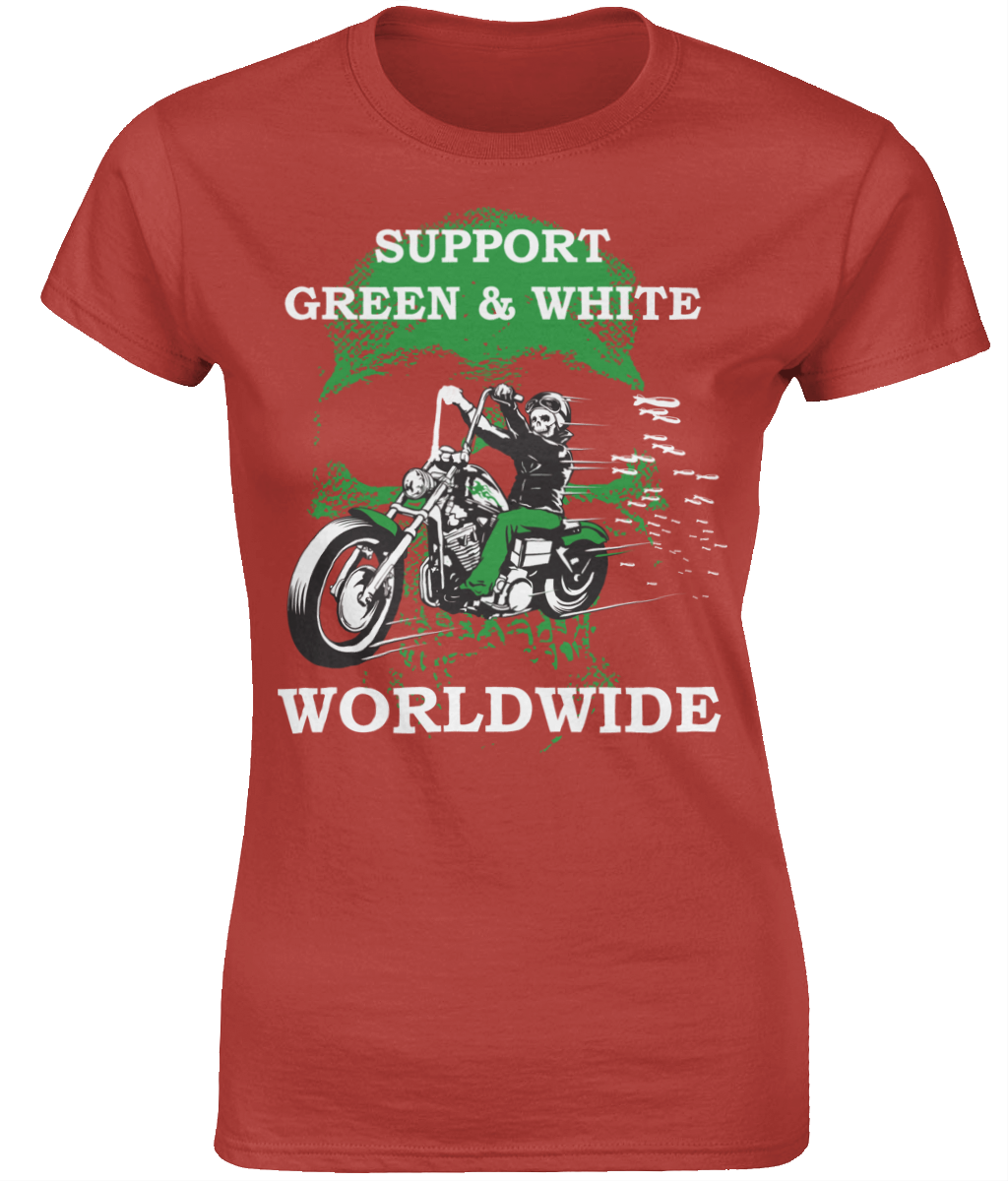 Dames T-Shirt Support-Green-en-White-Worldwide