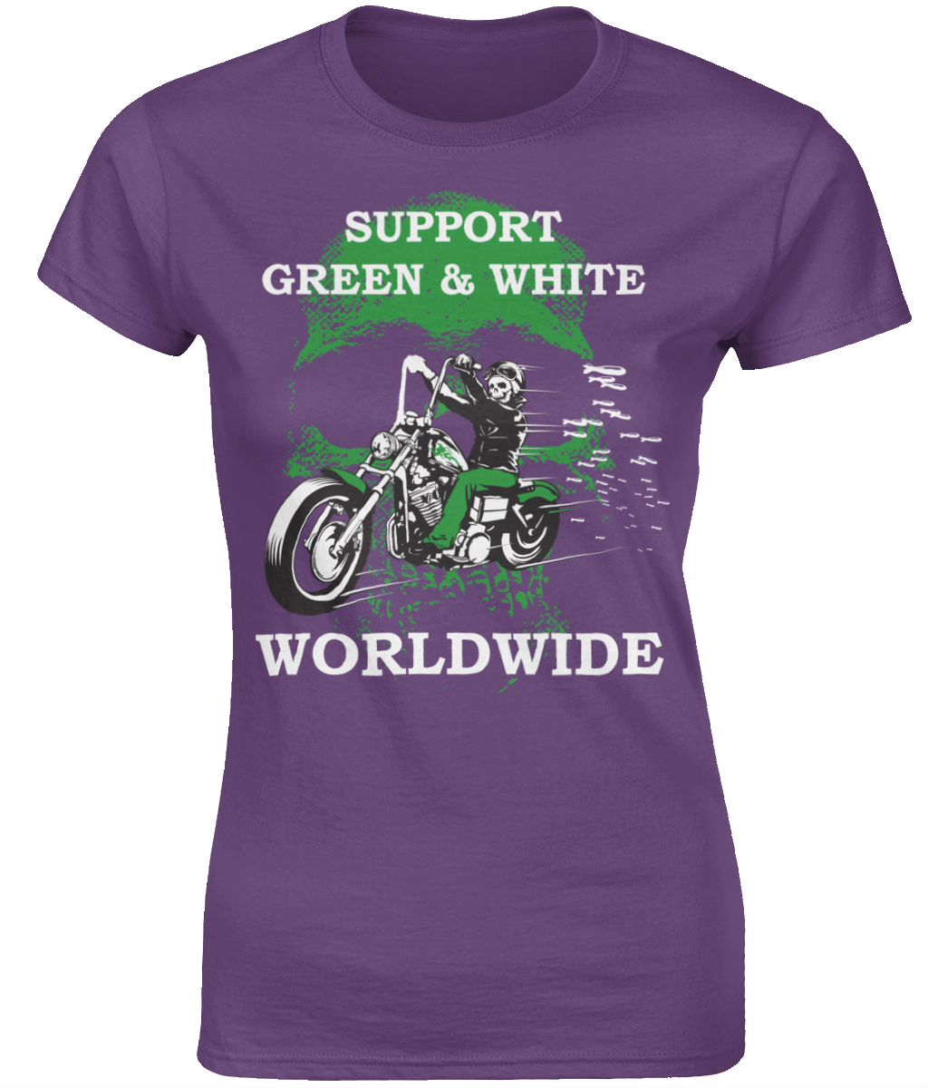 Dames T-Shirt Support-Green-en-White-Worldwide
