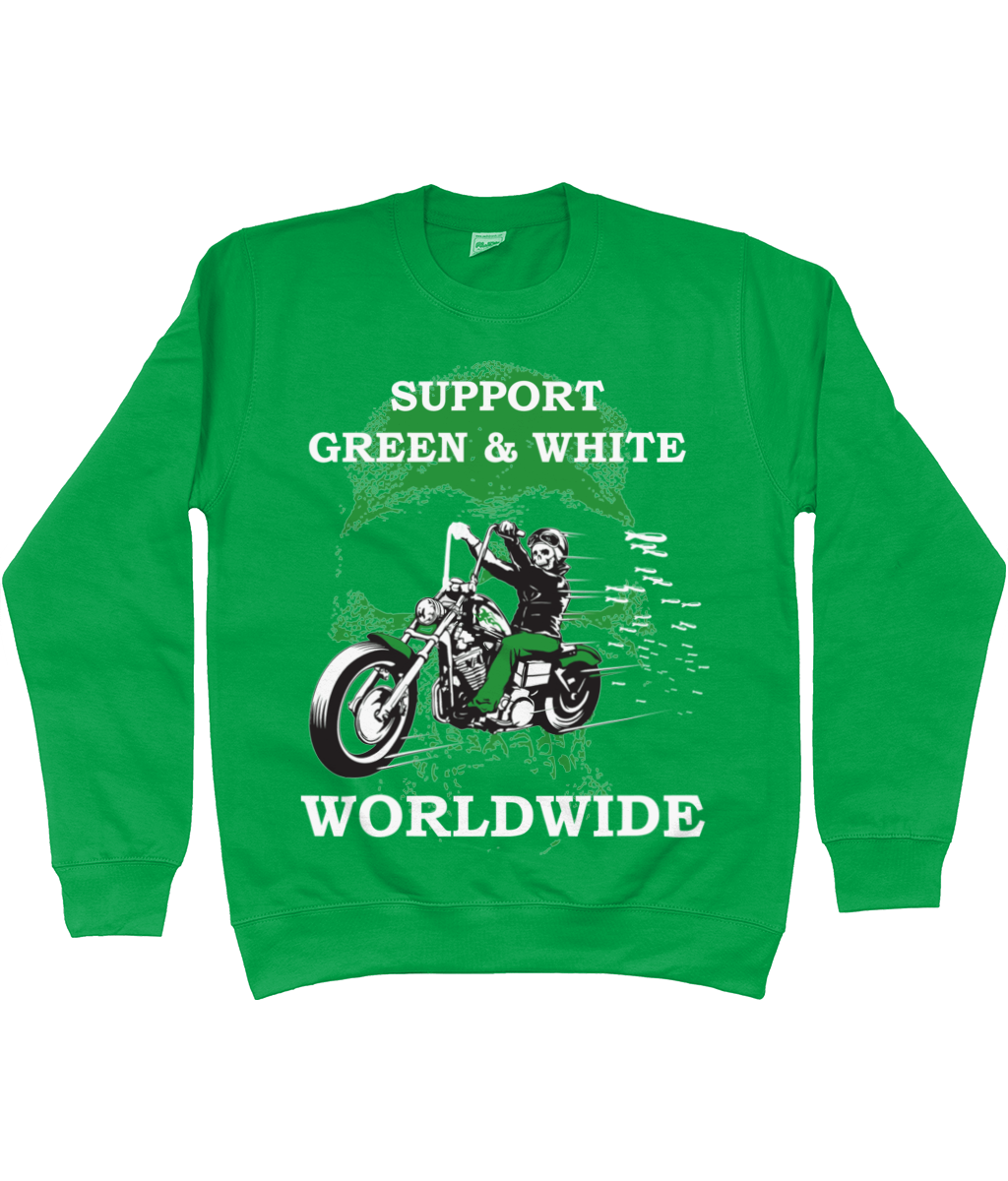 Heren Sweatshirt Support-Green-en-White-Worldwide