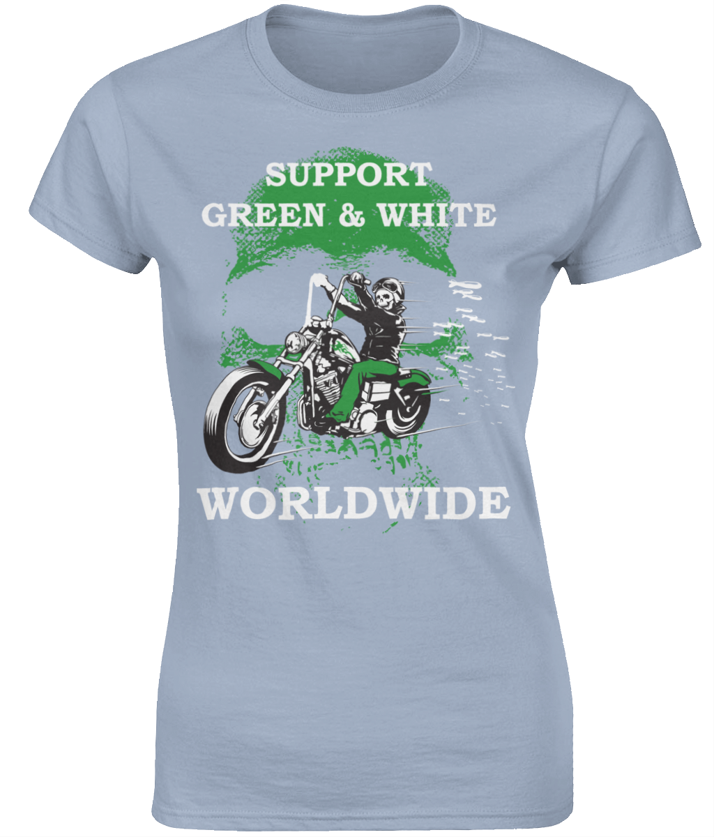 Dames T-Shirt Support-Green-en-White-Worldwide
