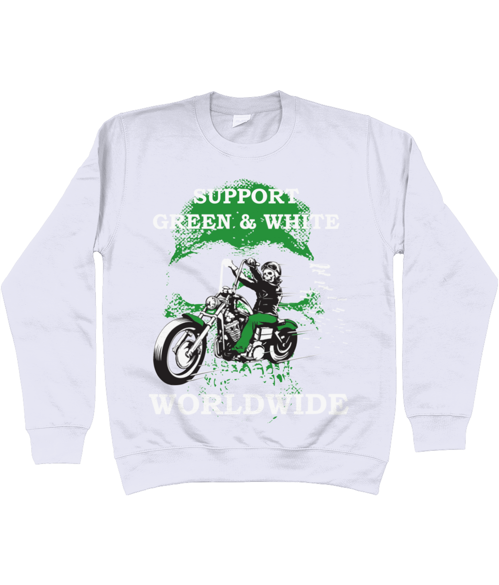 Heren Sweatshirt Support-Green-en-White-Worldwide