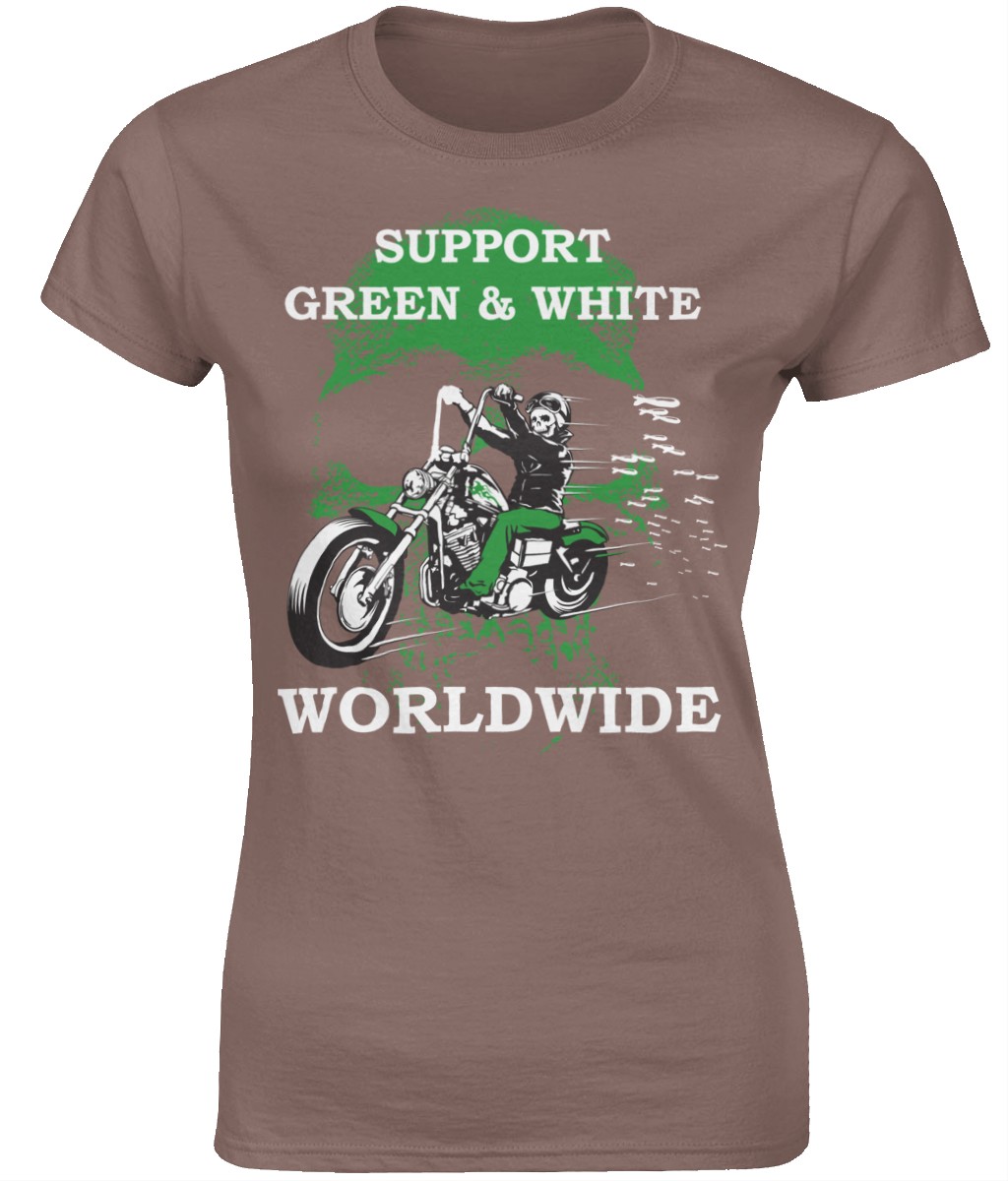 Dames T-Shirt Support-Green-en-White-Worldwide