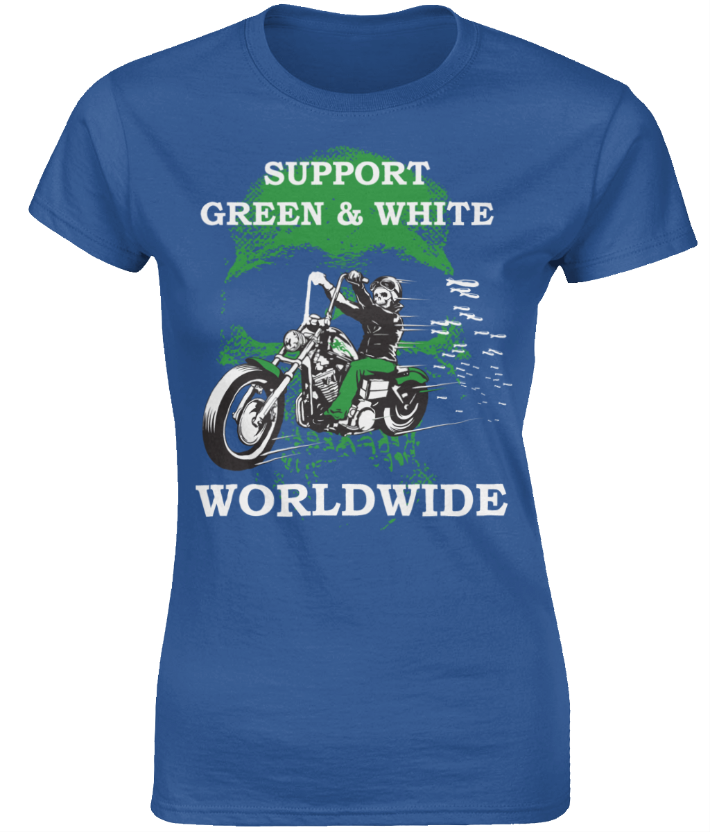 Dames T-Shirt Support-Green-en-White-Worldwide