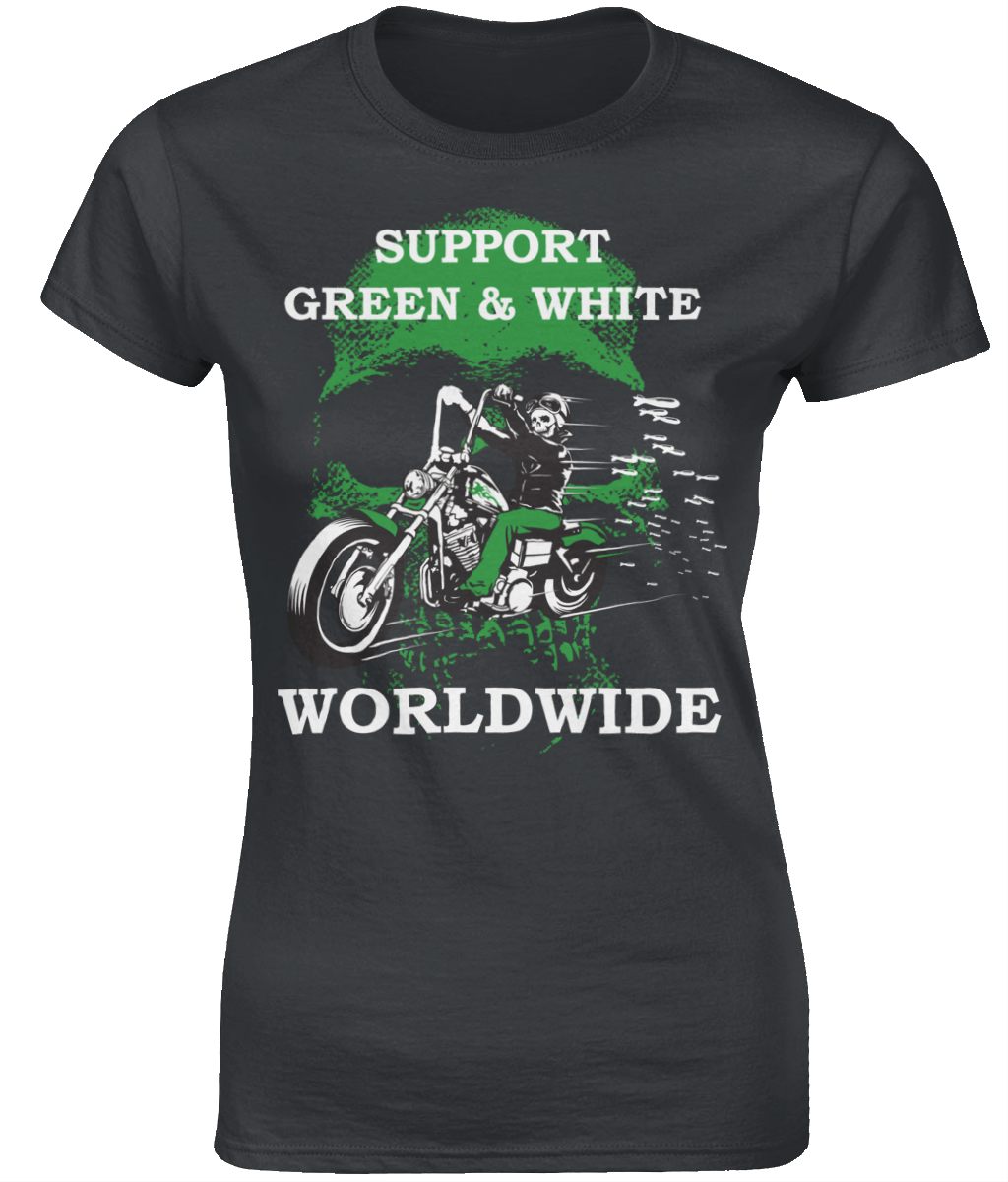 Dames T-Shirt Support-Green-en-White-Worldwide