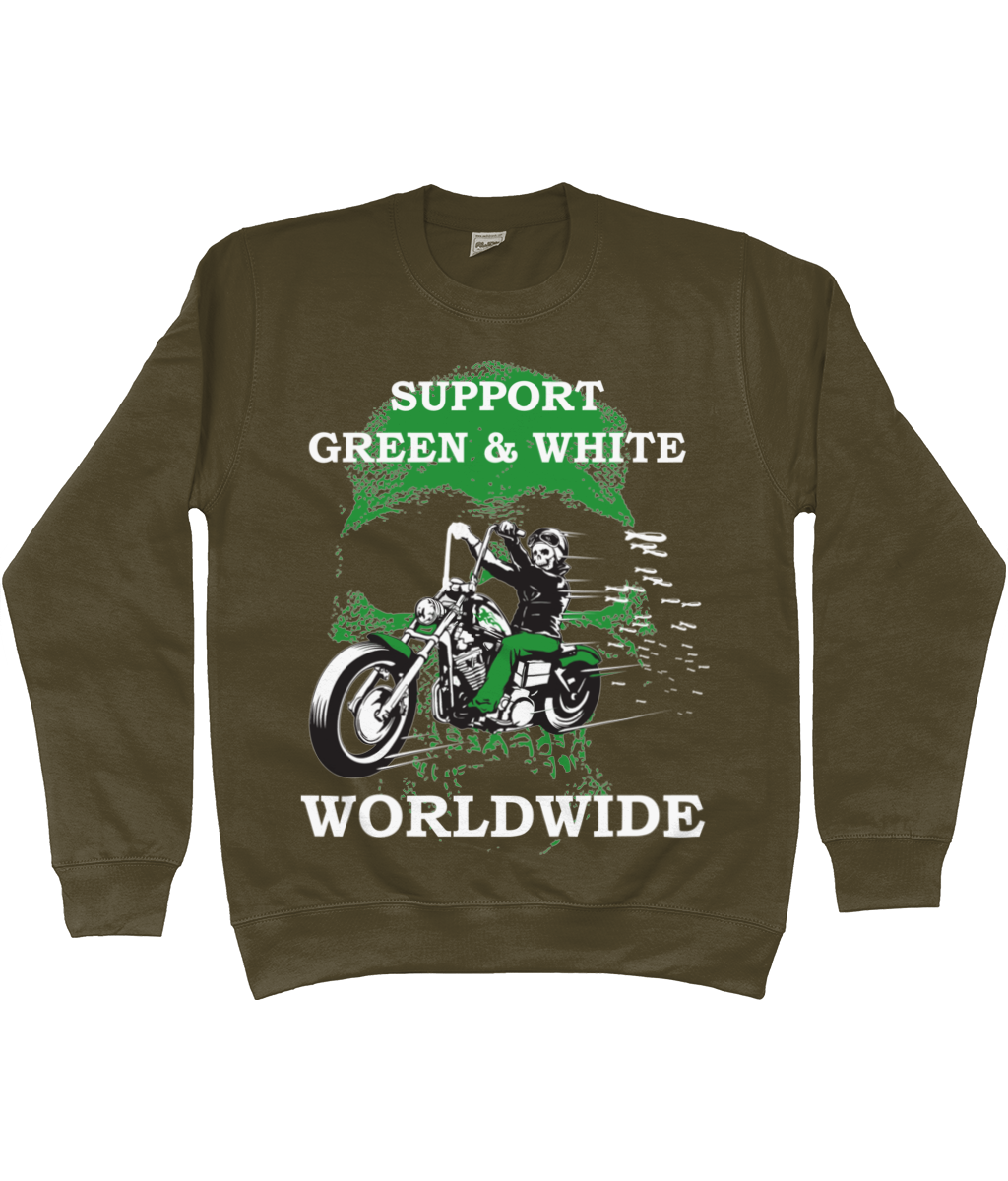 Heren Sweatshirt Support-Green-en-White-Worldwide SUPPORT G&W SUPPORT G&W