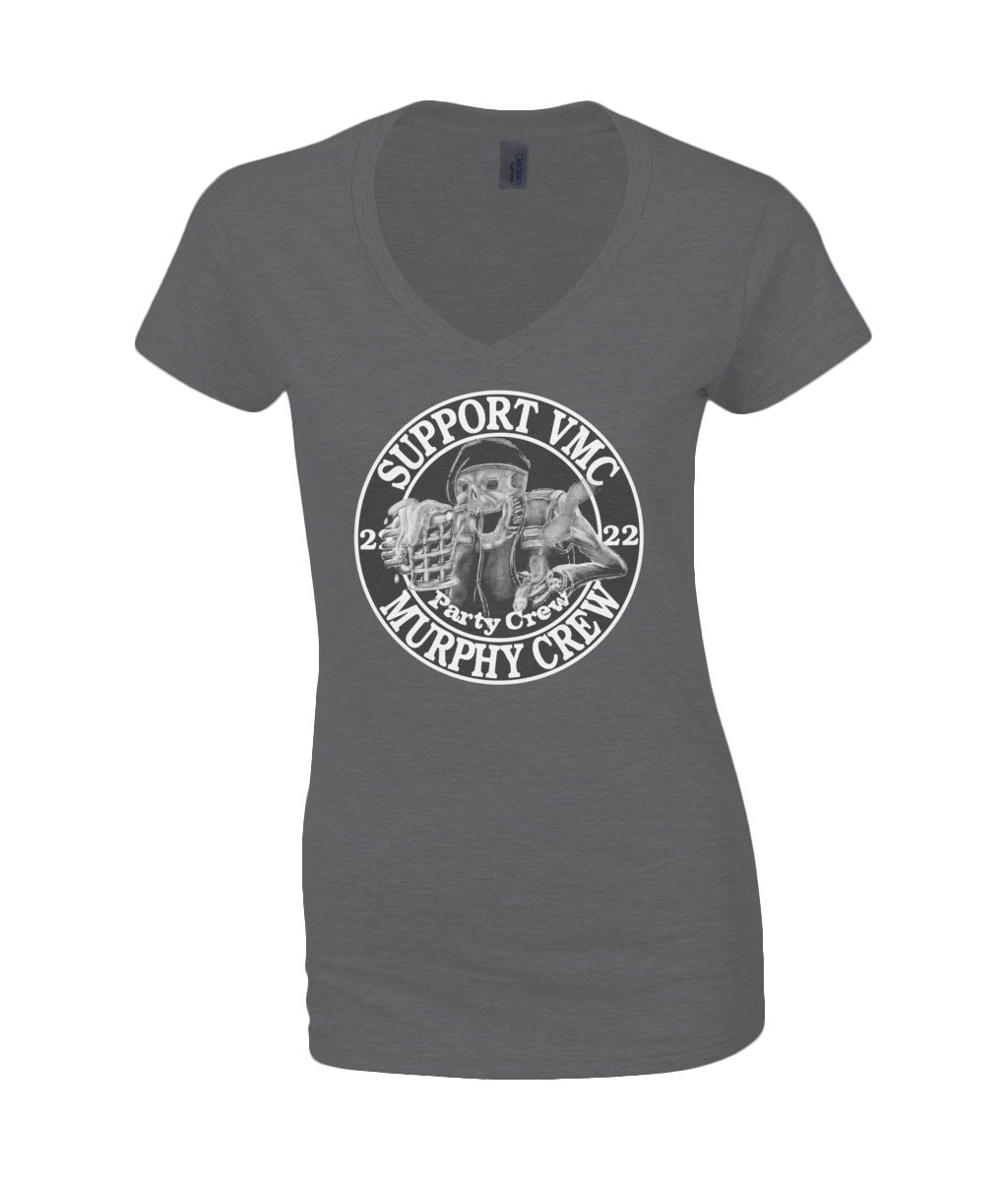 Dames V-Neck T-Shirt Party-Crew-Logo