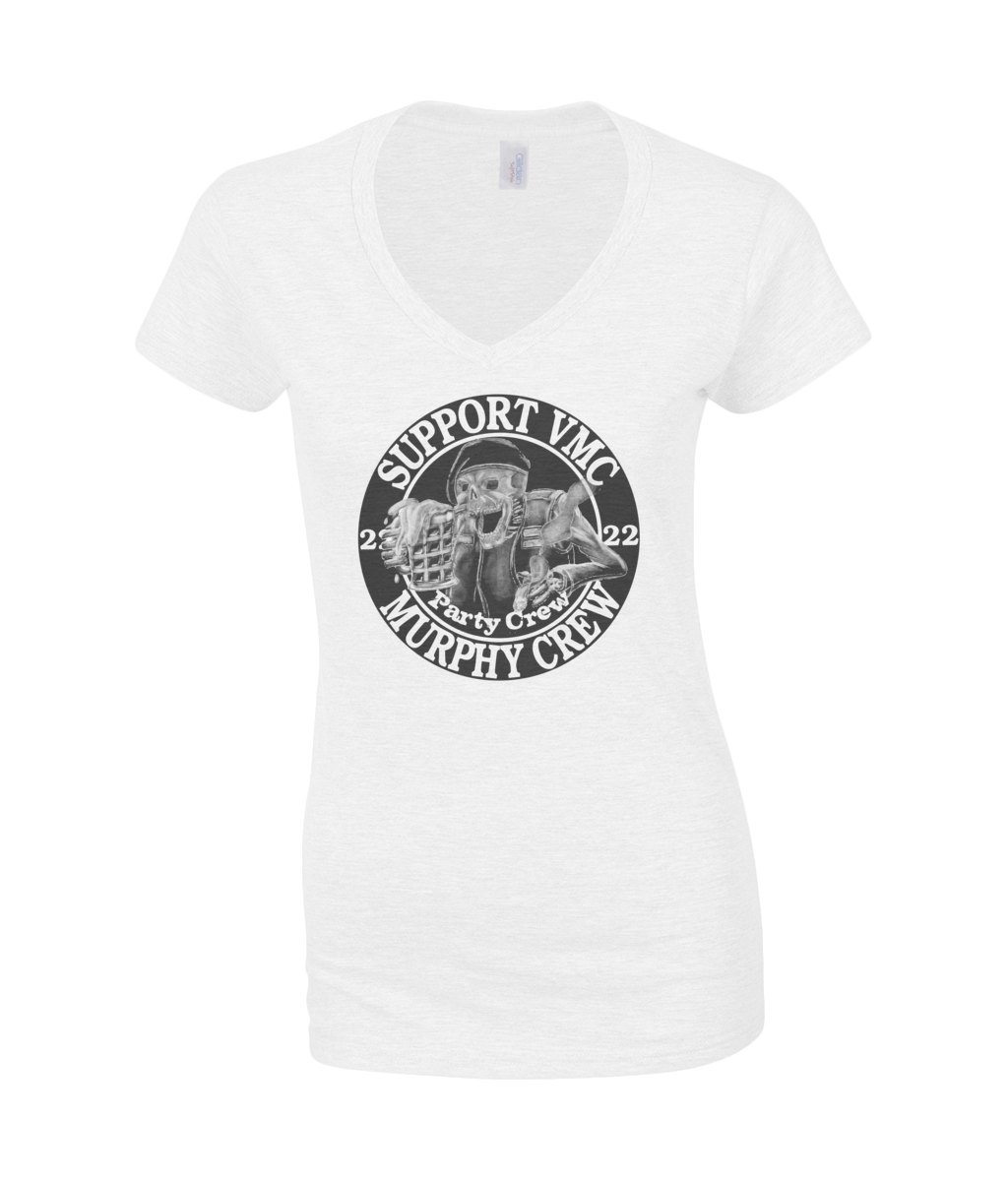 Dames V-Neck T-Shirt Party-Crew-Logo