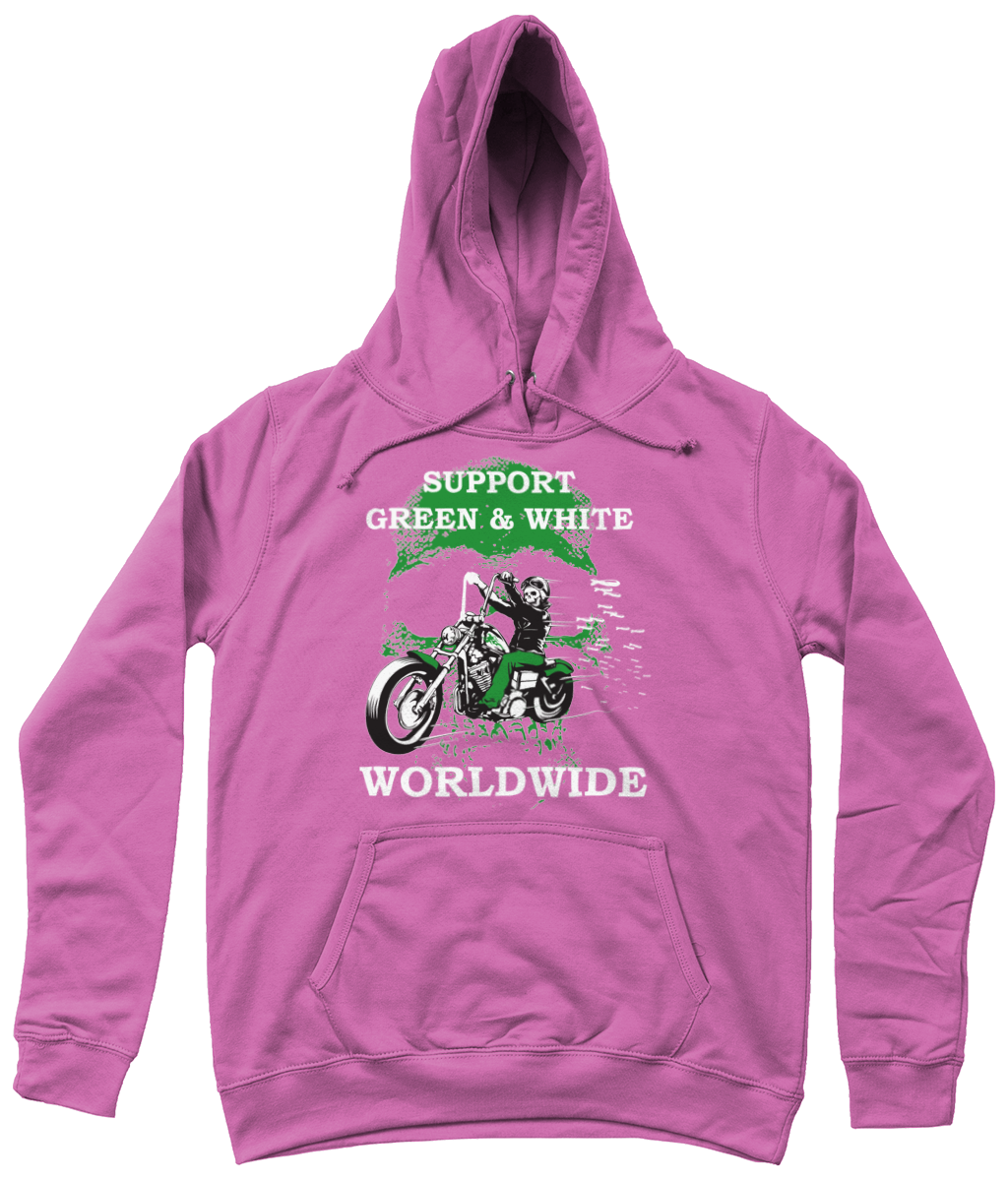 Dames Hoodie Support-Green-en-White-Worldwide