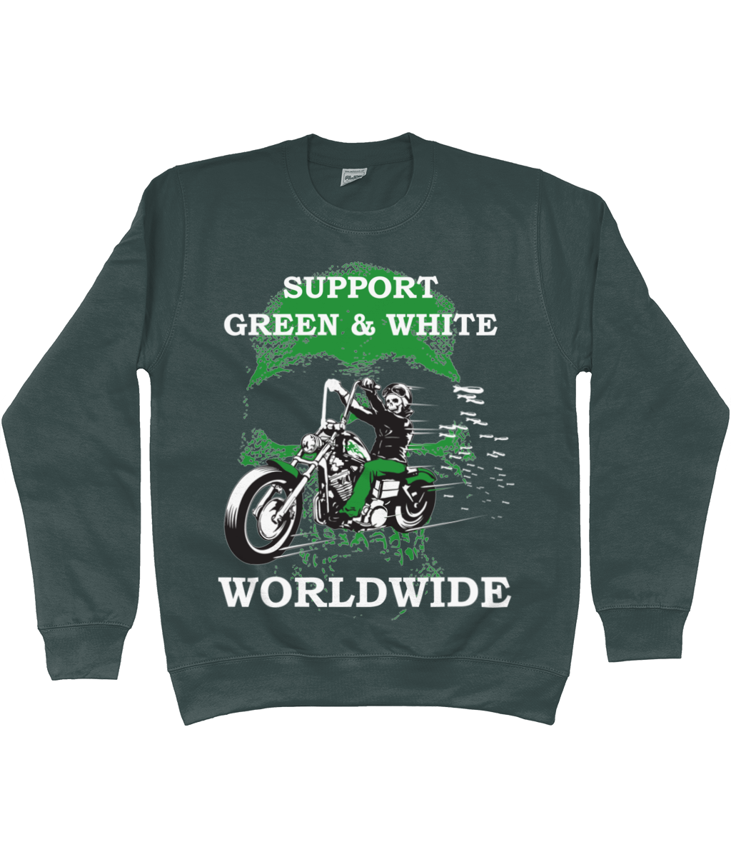 Heren Sweatshirt Support-Green-en-White-Worldwide