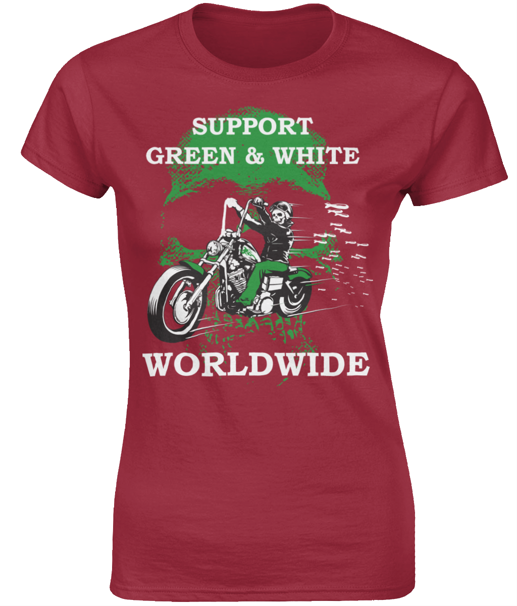 Dames T-Shirt Support-Green-en-White-Worldwide