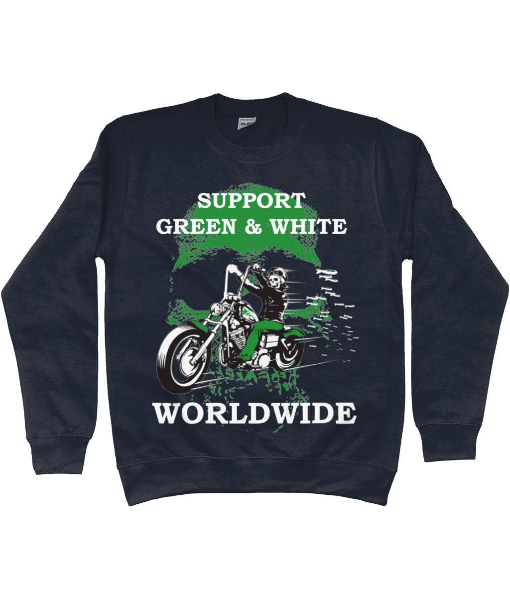 Heren Sweatshirt Support-Green-en-White-Worldwide SUPPORT G&W SUPPORT G&W