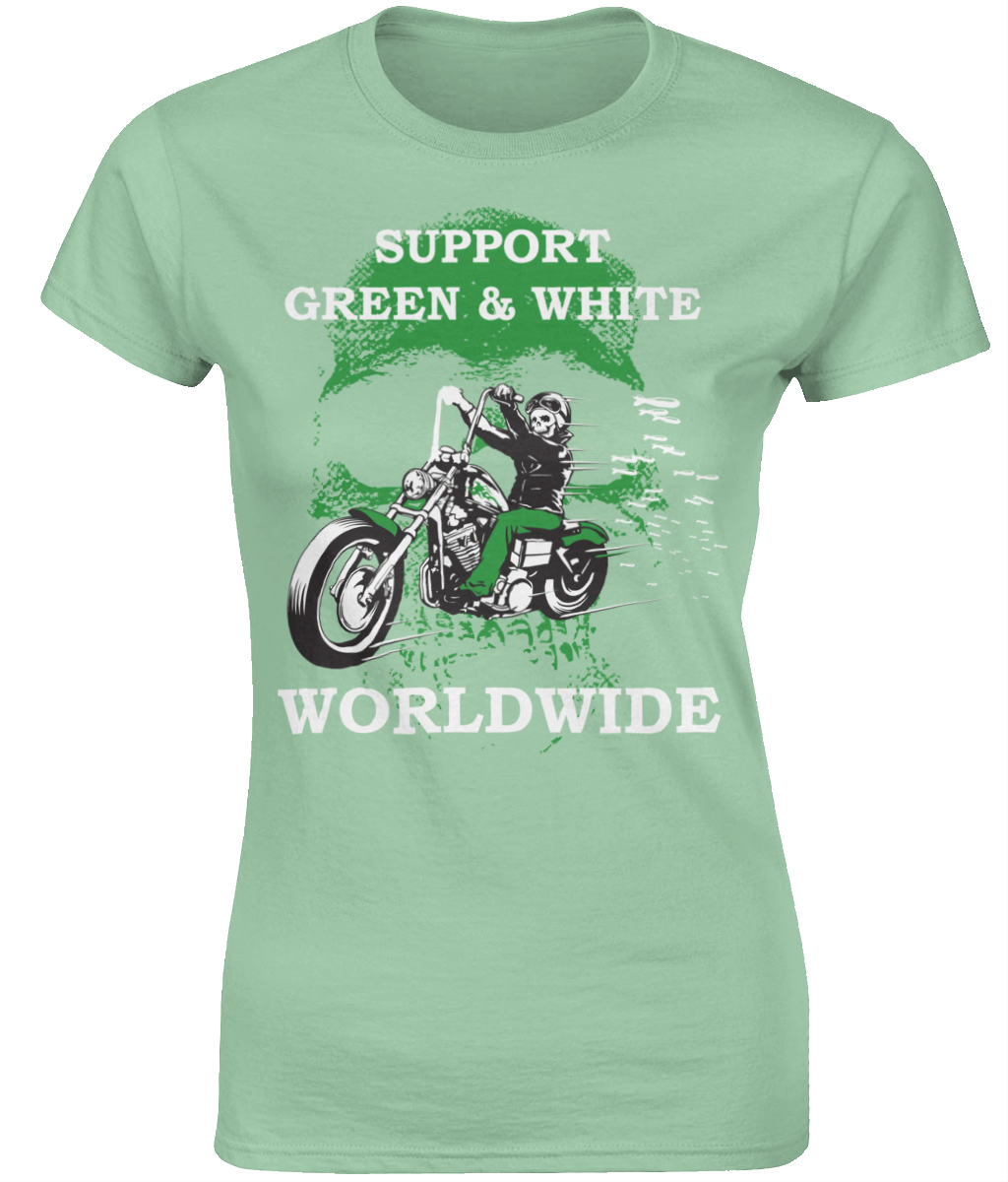 Dames T-Shirt Support-Green-en-White-Worldwide