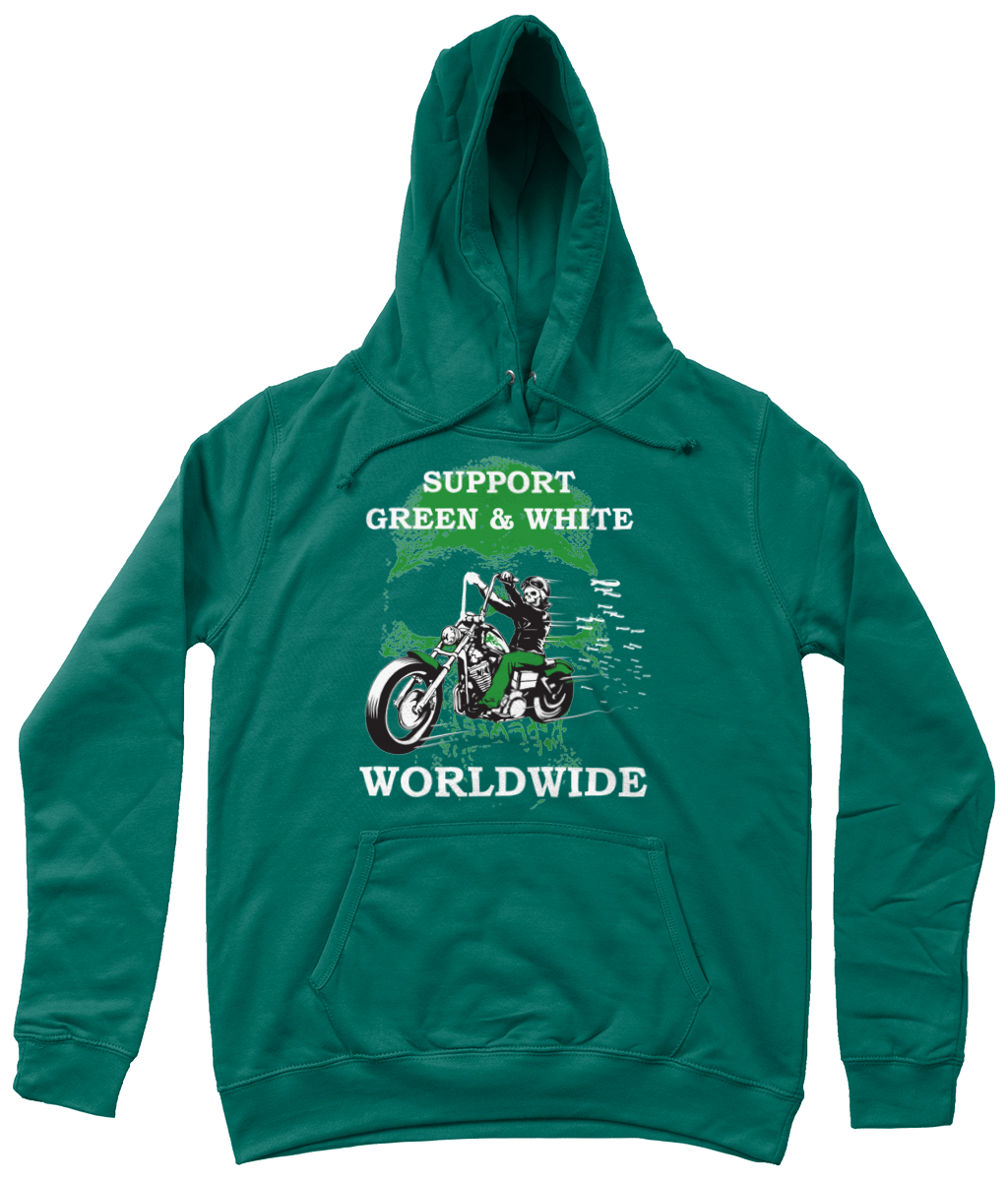 Dames Hoodie Support-Green-en-White-Worldwide