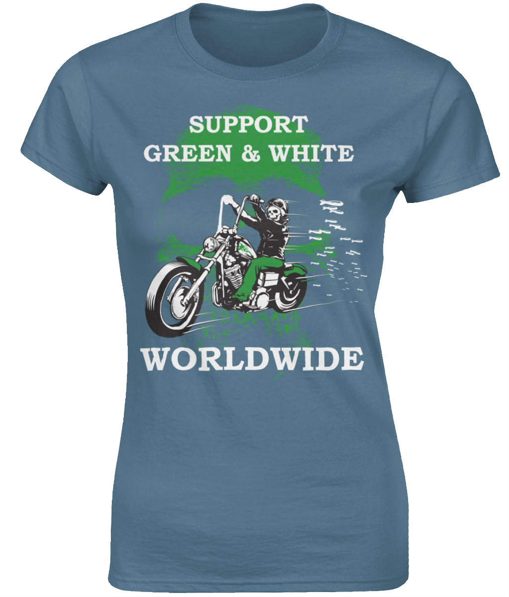Dames T-Shirt Support-Green-en-White-Worldwide