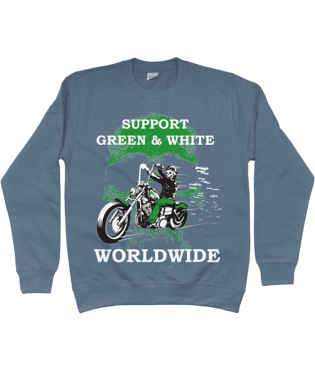 Heren Sweatshirt Support-Green-en-White-Worldwide