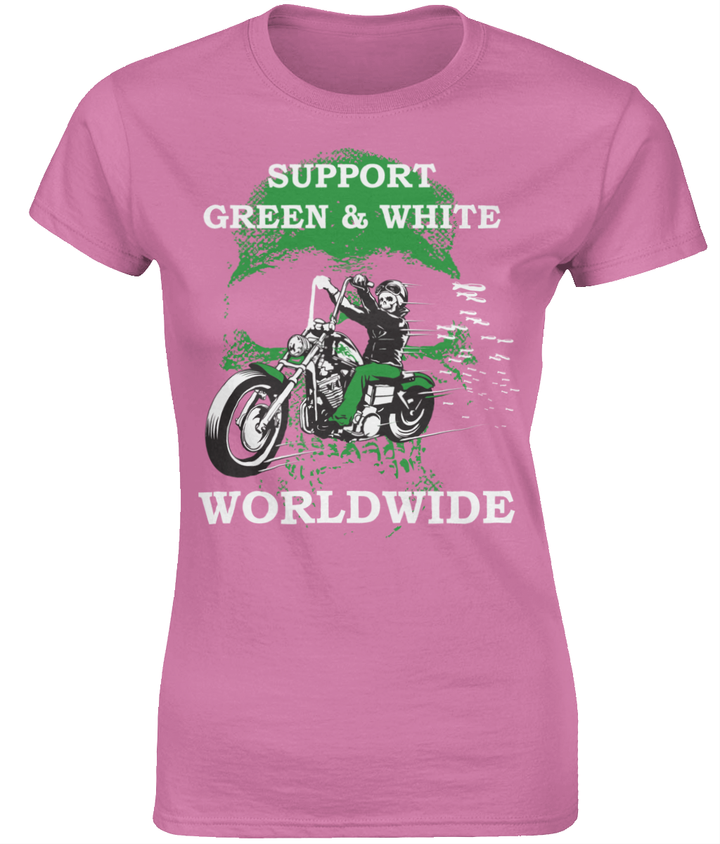 Dames T-Shirt Support-Green-en-White-Worldwide