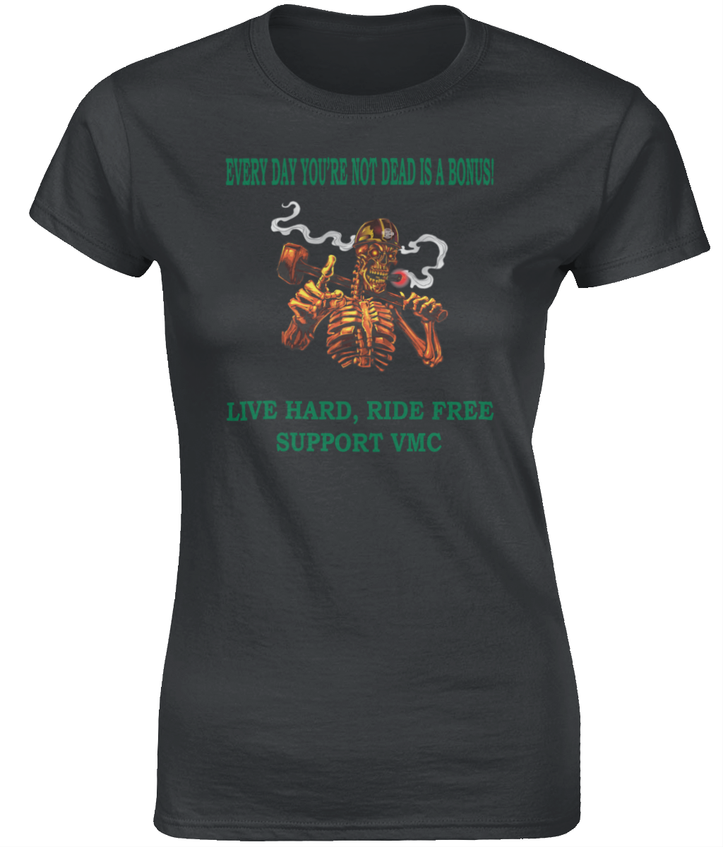 Dames T-Shirt ride-free-skull-zwart-shirt
