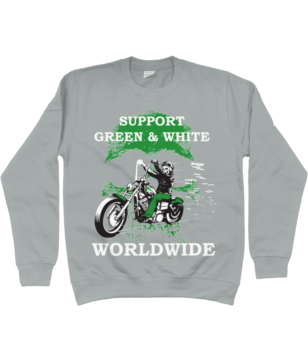 Heren Sweatshirt Support-Green-en-White-Worldwide